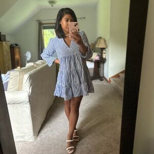 Tuckernuck Pomander Place Blue and White Stripe Cotton Poplin Kenzo Dress